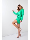 Shirt dress with ruffles, green FG641 - Online store - Boutique